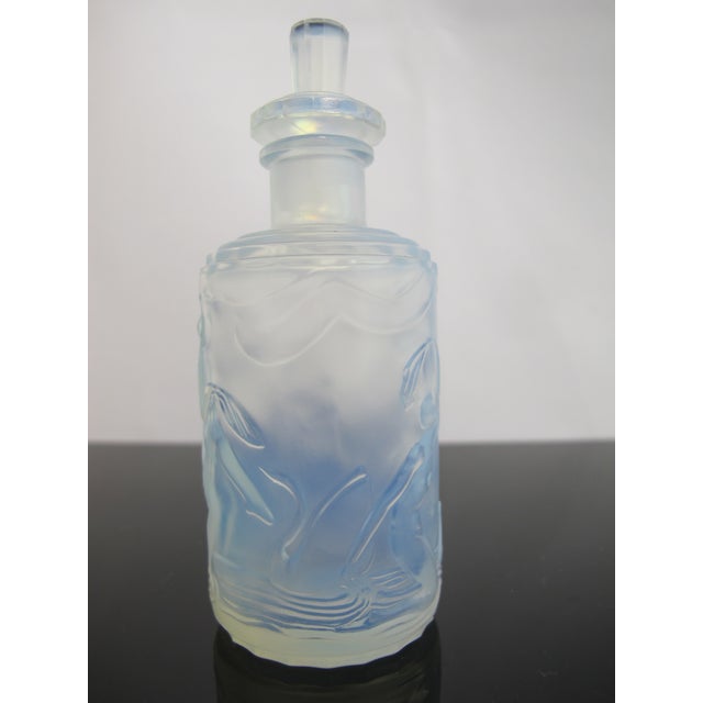 1930s Sabino Blue Opalescent Dancing Nude Nymphs Art Deco Glass Perfume Scent Bottle For Sale - Image 5 of 11