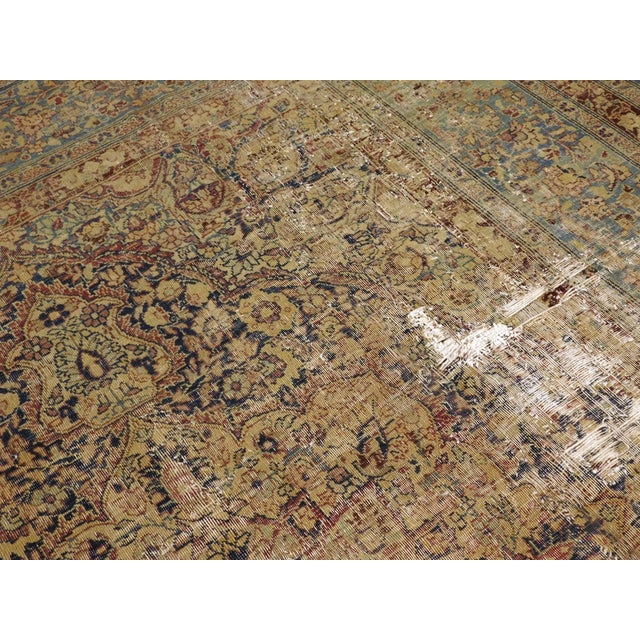 Distressed Antique Persian Kerman Rug. 7'1"x 9'7" For Sale - Image 11 of 18