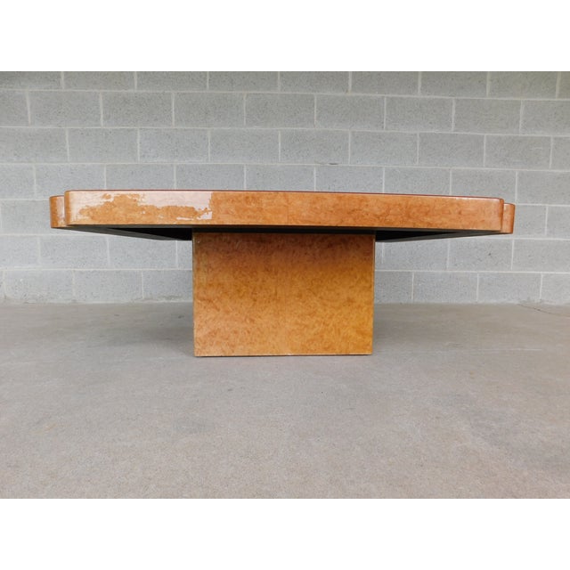 Custom Italian Burl Wood Art Deco Influence 2 Pc Cocktail Table 42" X 42" For Sale - Image 10 of 18
