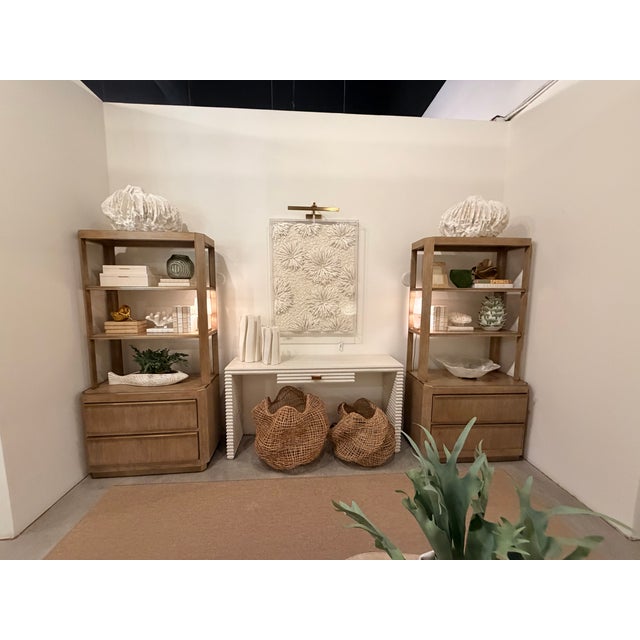 Currey & Company Currey & Company Wood and Brass Etagere For Sale - Image 4 of 5