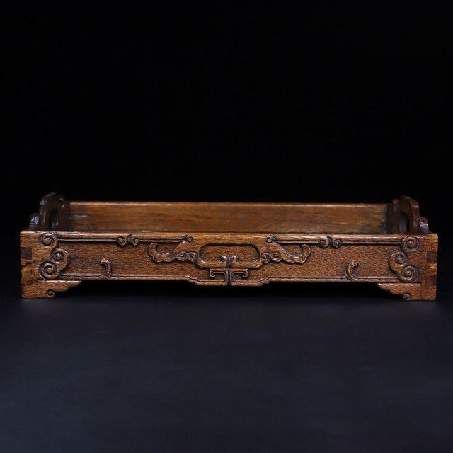Late 20th Century Vintage Wood Tray With Mother-of-Pearl Bird and Floral Inlay For Sale - Image 5 of 9