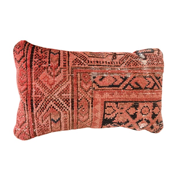 1900 - 1909 Antique Lumbar Malayer Rug Pillow Fagment 14.5" by 9" For Sale - Image 5 of 6