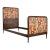 Antique French Carved Walnut and Upholstered Twin Bed With Asian Figural Fabric For Sale