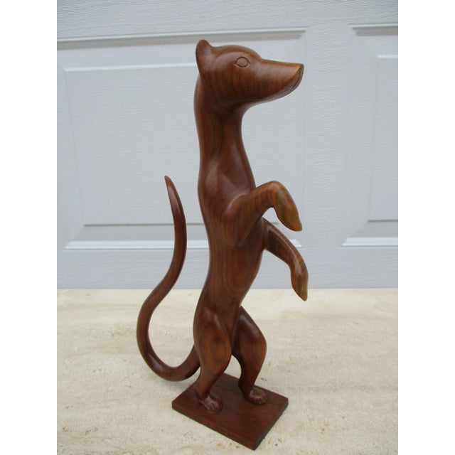 Native American Carved Wooden Weasel Signed A. Crowe & Attributed to Amanda Crowe For Sale - Image 3 of 12