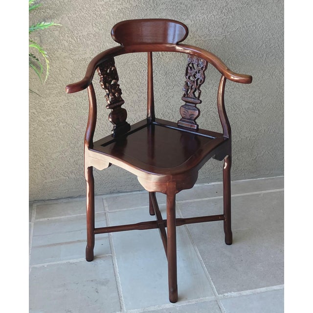Late 20th-Century Chinese Import-Style Rosewood Corner Armchair For Sale - Image 9 of 11