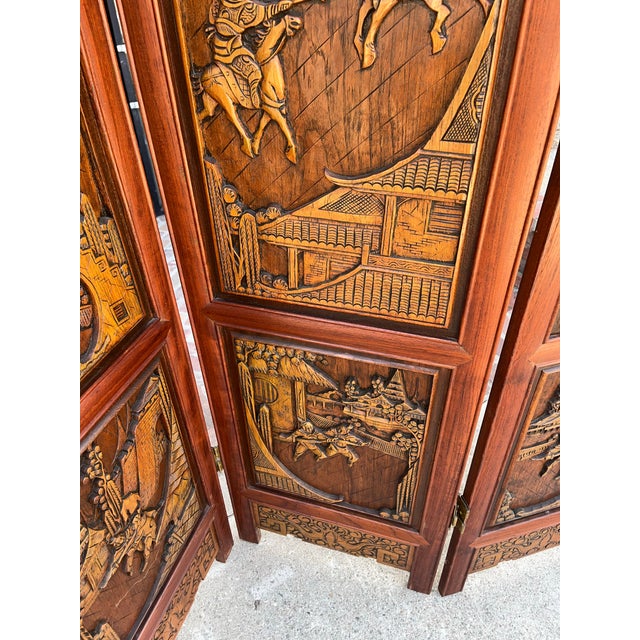 Vintage Chinese Rosewood Carved Wood Room Divider Screen For Sale - Image 11 of 12