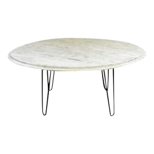 Vintage Mid Century Modern White Italian Oval Marble Coffee Table