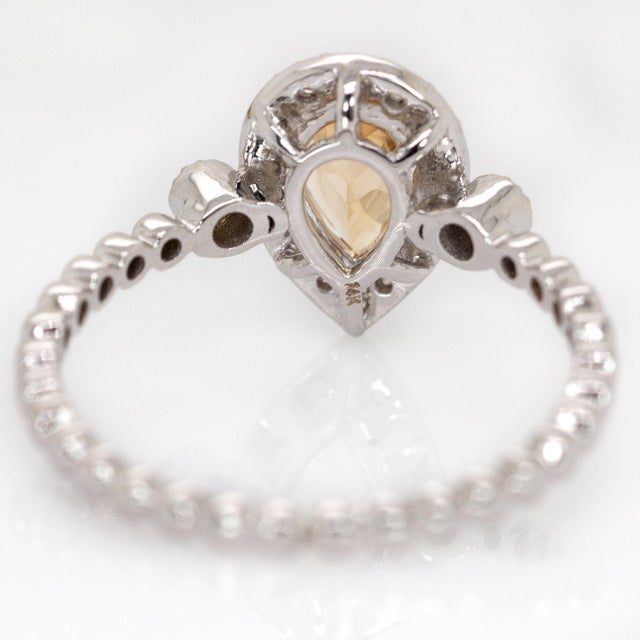 Metal Brazilian Imperial Topaz Ring With Natural Diamond Halo in 14k Solid White Gold For Sale - Image 7 of 7