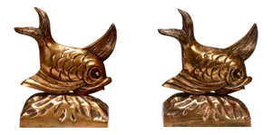 Bronze Art Deco Fish Bookends - a Pair