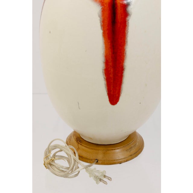 Off White and Orange Ceramic Drip Glaze Table Lamp For Sale In Detroit - Image 6 of 7