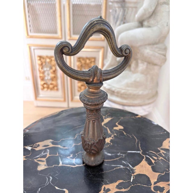 Neoclassical Vintage Neoclassical Bronze & Black Marble Pedestal Side Table For Sale - Image 3 of 5