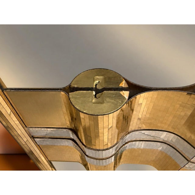 Vintage 1980s Mixed Gold & Silver Metal Geometric Mirrored Wall Sculpture - Hollywood Regency For Sale - Image 9 of 10