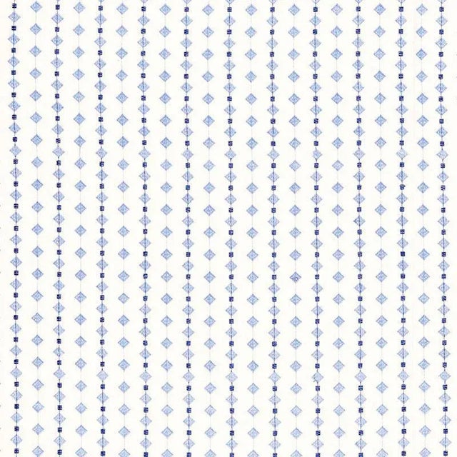 Schumacher Macaroni Fabric in Blueberry/Sky For Sale
