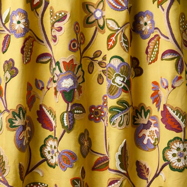 SAMPLE - Schumacher Loulou Embroidery Fabric In Marigold For Sale In New York - Image 6 of 6
