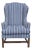 Late 20th Century Stickley Mahogany Williamsburg Mahogany Wingback Chair Schumacher Fabric For Sale