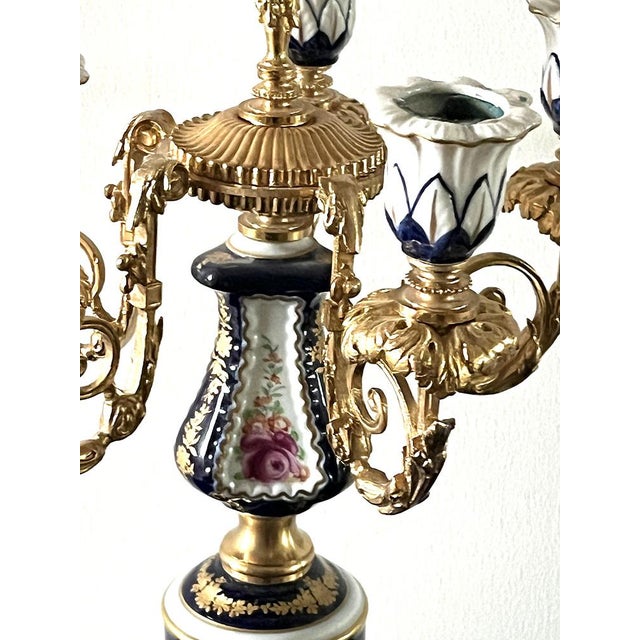 Metal Porcelain Candlestick by Giulia Mangani for Sevres, 1940s For Sale - Image 7 of 9