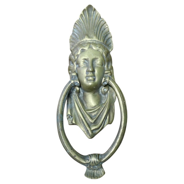 Late 19th Century A Victorian Brass Caryatid Door Knocker a Large Victorian Brass Door Knocker, 1890 For Sale - Image 5 of 5