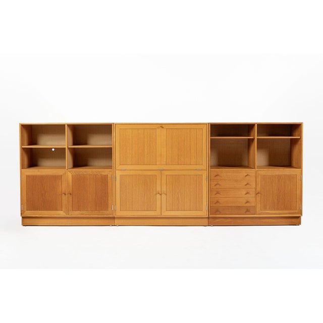 Danish Modern Oak Modular Wall Unit, Mid Century Bookcase Display Cabinet For Sale - Image 16 of 18