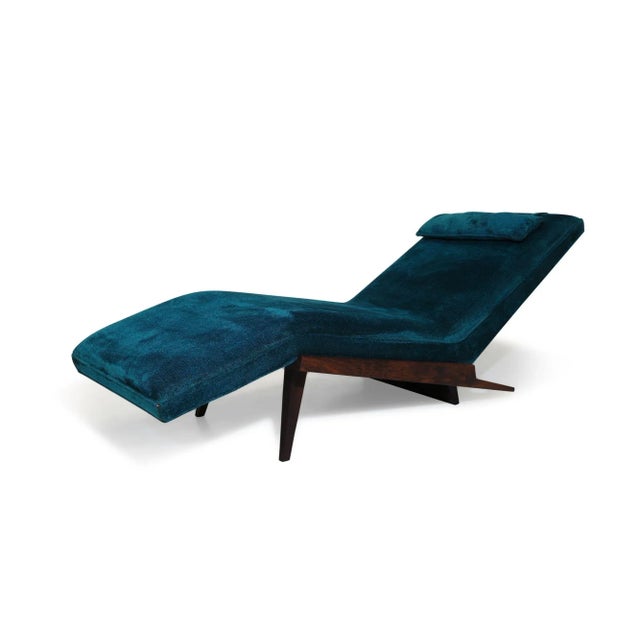 Blue Mid 20th Century Rosewood Framed Brazilian Modern Angled Chaise Lounge For Sale - Image 8 of 10