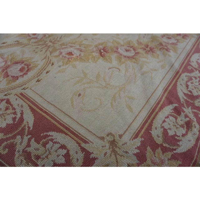 Beige Special Tan Beige Color With Great Geometric Design Vintage Needlepoint Rug For Sale - Image 8 of 15