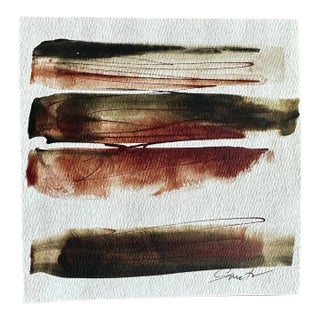 “Study in Brown” Signed Original Abstract Watercolor Painting by Nancy Smith For Sale