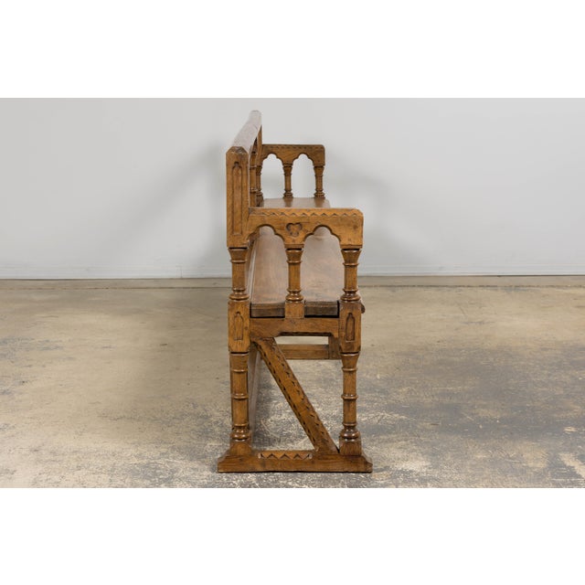 Mid-19th Century French Gothic Revival Oak Church Bench For Sale - Image 11 of 18