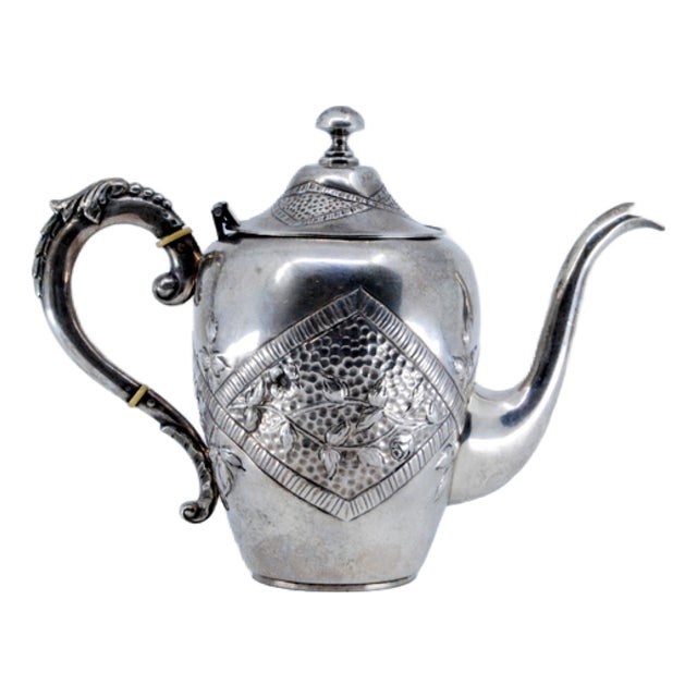 Silver Kettle with Reliefs and Removable Lid For Sale