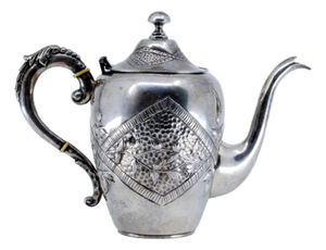 Silver Kettle with Reliefs and Removable Lid
