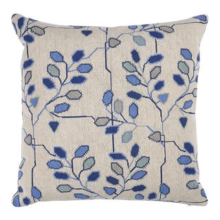 Schumacher X Neisha Crosland Tumble Weed Epingle 22" Pillow in Delft Blue For Sale