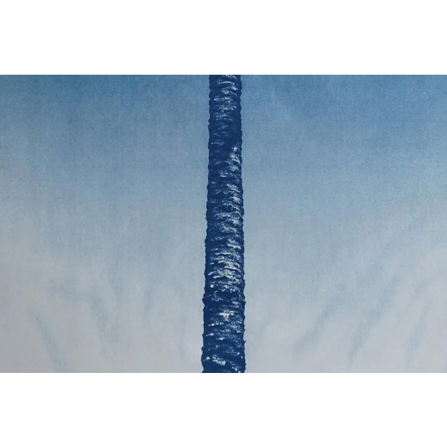 Contemporary "Desert Palm Trio" Hand Painted Cyanotype Triptych on Watercolor Paper - Set of 3 For Sale - Image 3 of 8