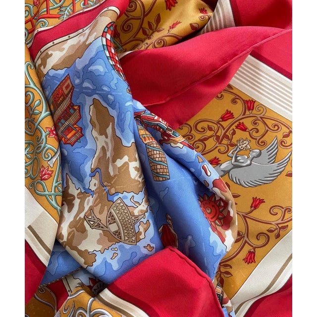 Hermès Scarf "hermes" 2001. This beautiful scarf design by Christine Henry in 2001 is a representation of the world and...