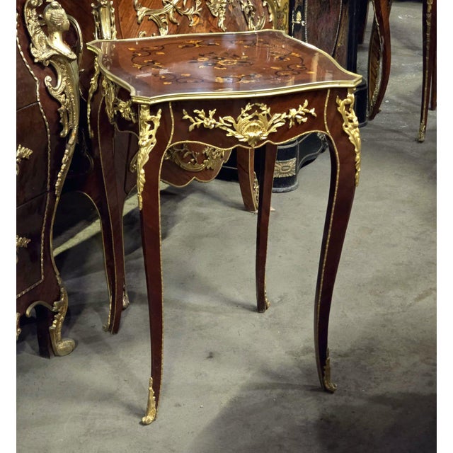 French French Accent Side Table With Glass Top, Gold Leaf & Bronze Details For Sale - Image 3 of 3