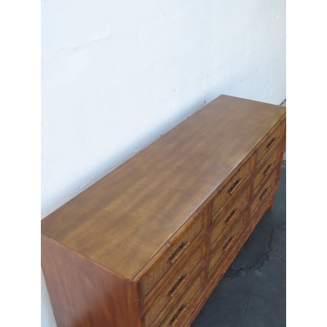 American of Martinsville Hollywood Regency Woven Rattan Dresser 6448 For Sale - Image 10 of 18