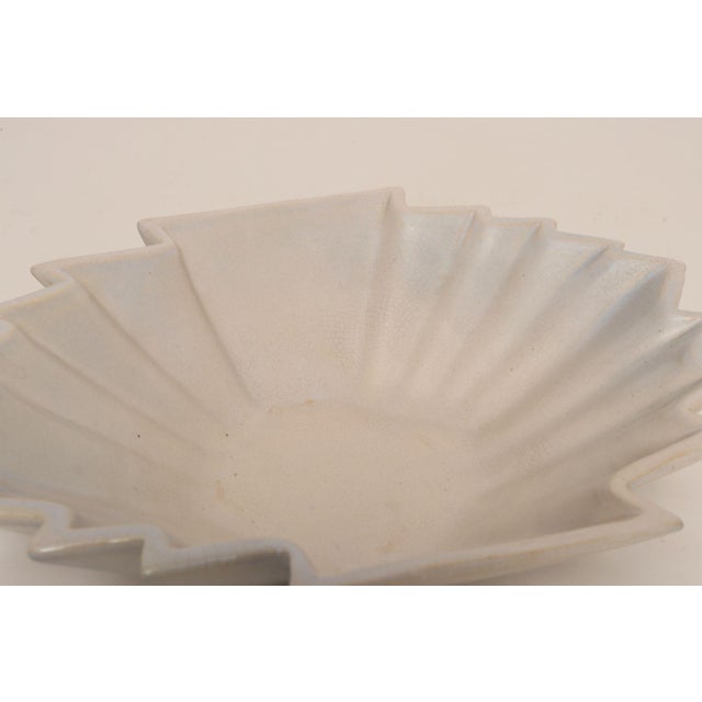 Art Deco Blue and White Matte Ceramic Lorbeek Console Bowl by Weller Pottery For Sale - Image 16 of 18