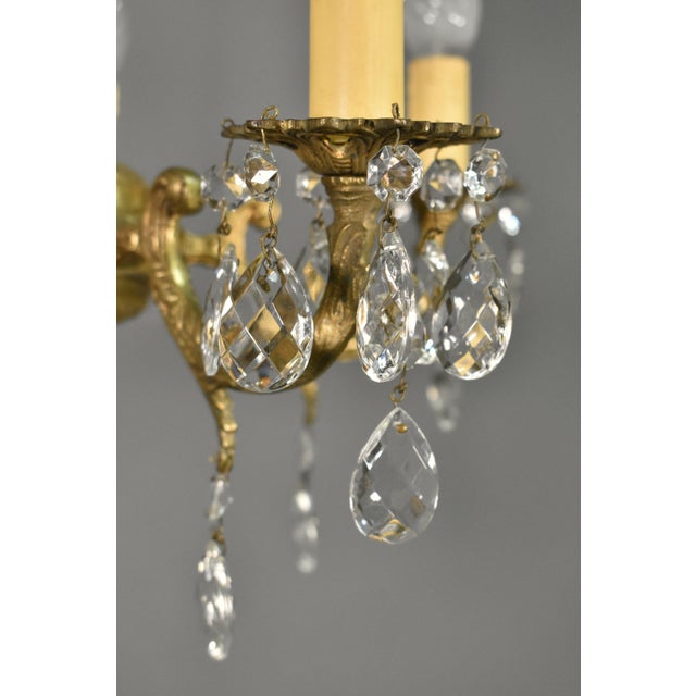 French Antique Gilt Brass and Cut Glass Chandelier, 1920s For Sale - Image 9 of 15