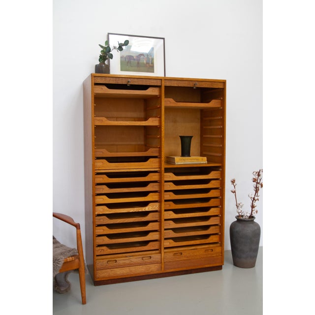 Danish Art Deco Oak Double Tambour Archive Cabinet, 1930s. For Sale - Image 18 of 18