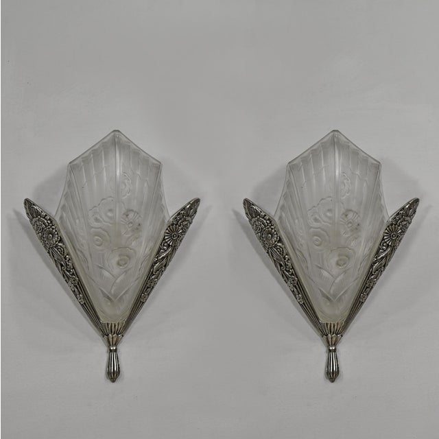 Art Deco A Pair of French Art Deco Wall Sconces by Ejg Jean Gauthier 1920s France - 3 Pairs Available For Sale - Image 3 of 10