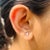 Metal Natural Diamond Trio Stud Earrings Made in 18k Yellow Gold- A Pair For Sale - Image 7 of 14