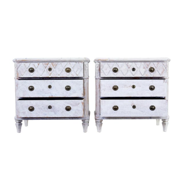 White 19th Century Swedish White Painted Chests of Drawers, Set of 2 For Sale - Image 8 of 9