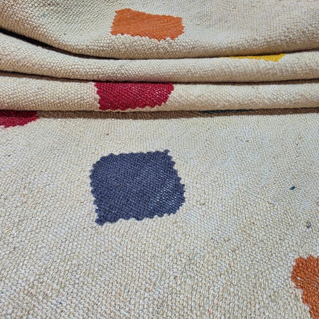 Cream Hand-Woven Wool Art Tapestry After Damien Hirst "Opium" Spot Painting For Sale - Image 8 of 8