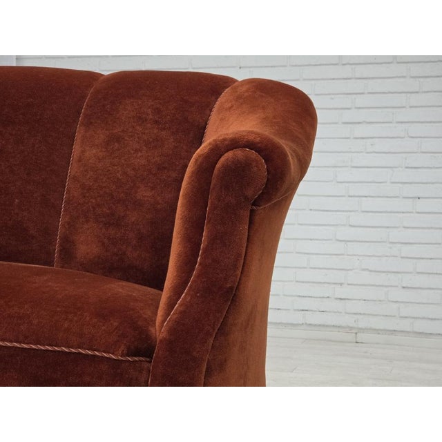 1950s Danish 2-Seater Sofa in Velour and Oak, 1950s For Sale - Image 5 of 18