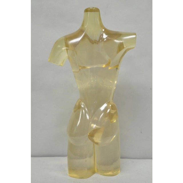 Vintage Mid Century Italian Modern Lucite Acrylic Nude Bust Modernist Sculpture For Sale - Image 10 of 18