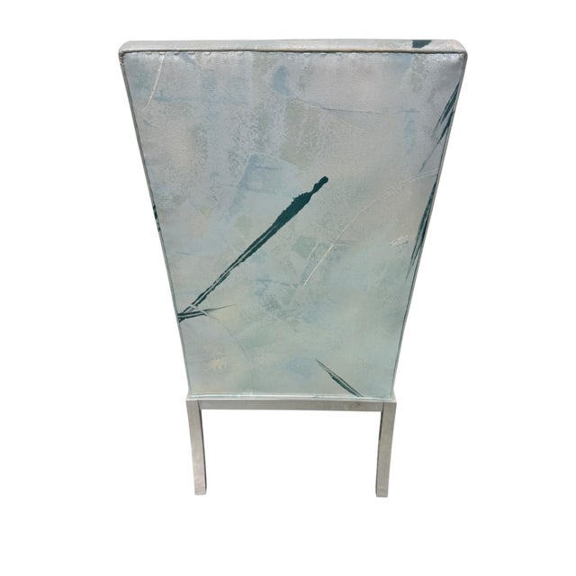 Post Modern Chrome & Abstract Upholstered High Back Dining Chairs - Set of 6 For Sale - Image 9 of 9