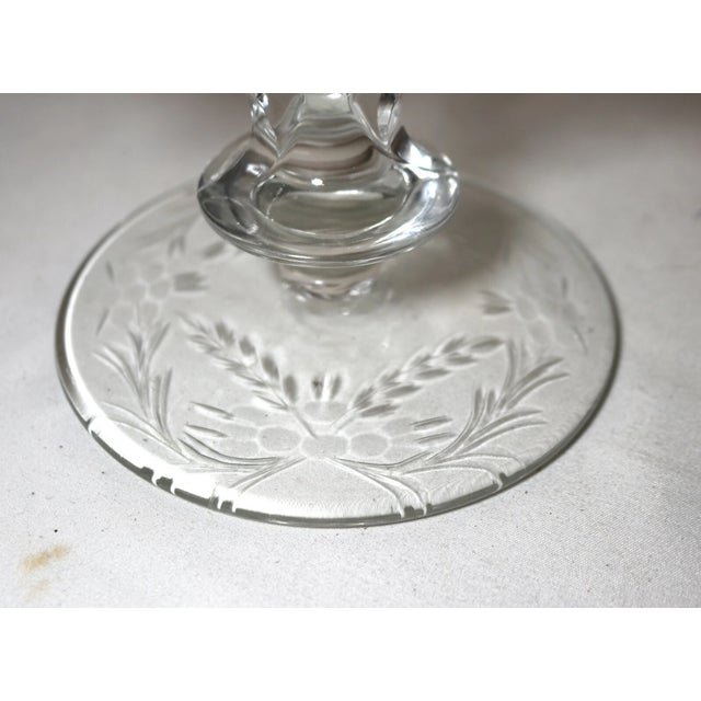 Glass Vintage Pair of Art Deco Etched Crystal Candlestick Holders Candelabras Glass For Sale - Image 7 of 12