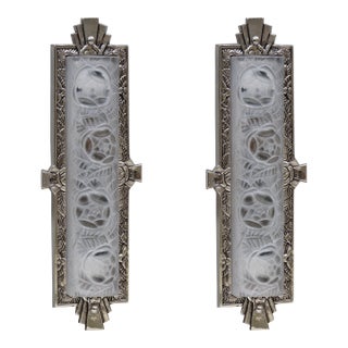 1930s French Art Deco Wall Sconces by Degue France - A Pair For Sale