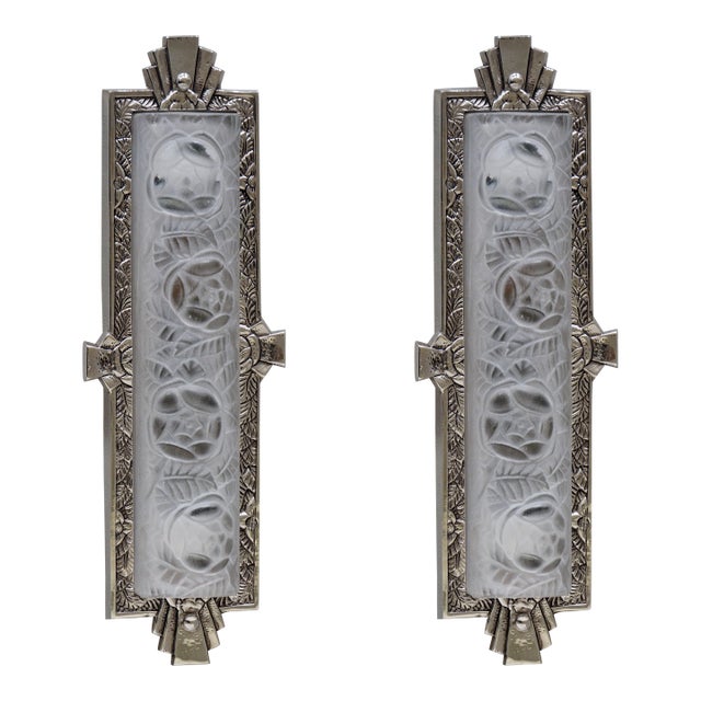French Art Deco Wall Sconces by Degue 1930 France - A Pair For Sale