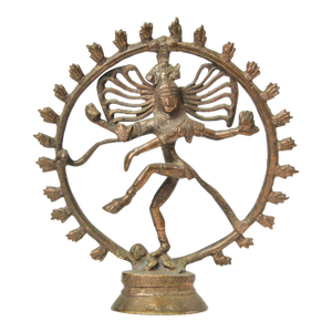 Vintage 8" Brass Hindu Shiva Nataraja Dancing Statue Primitive Style