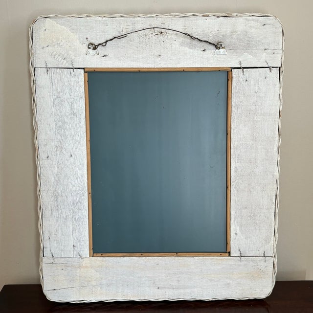 Mid-20th Century White Wicker Wall Mirror For Sale - Image 11 of 12