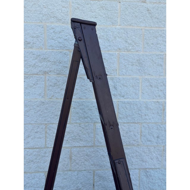 Vintage Wooden Folding Library Ladder With Tiered Steps and a-Frame Form For Sale - Image 10 of 10