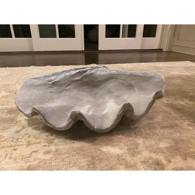 Coastal Large Grey Resin Clam Shell For Sale - Image 3 of 7
